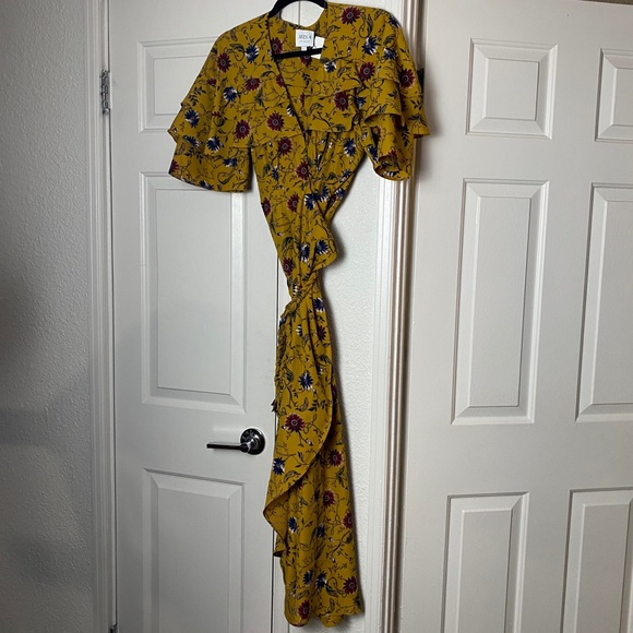 Misa Los Angeles Yasaman Wrap Dress Yellow Large - Picture 3 of 8